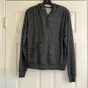 Men’s Ezekiel Black and Gray Variegated Henley Hoodie Sweatshirt Size Small
